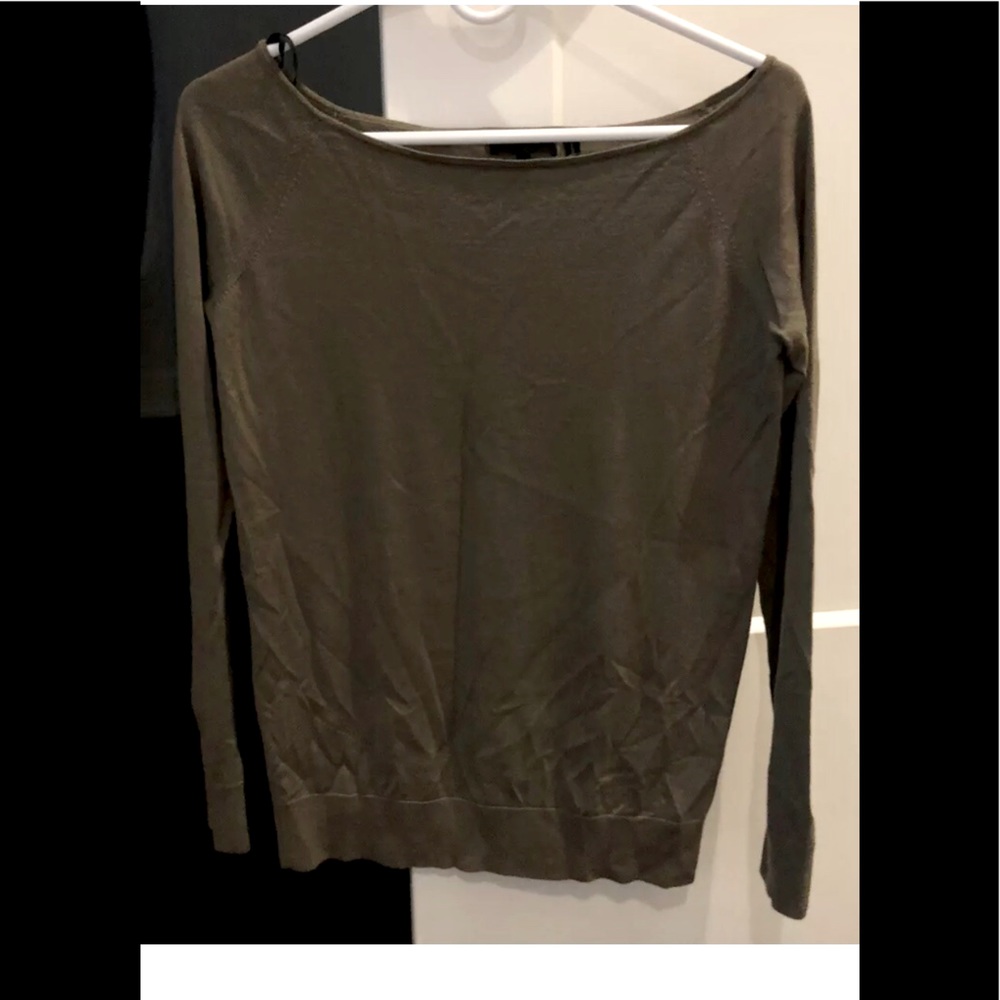 Theory Lightweight Merino Wool Green Sweater Small